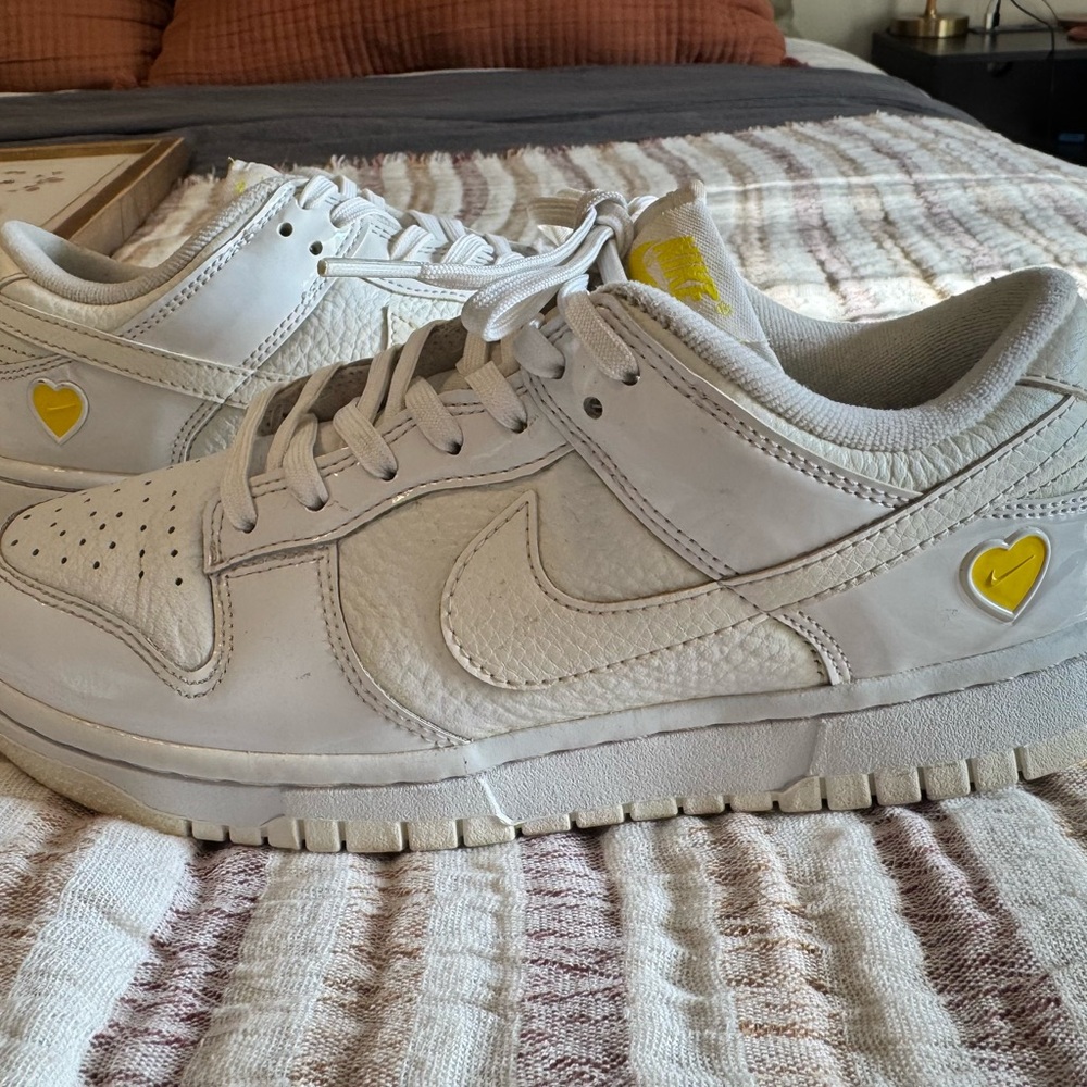 Nike White and Yellow Heart Sneakers